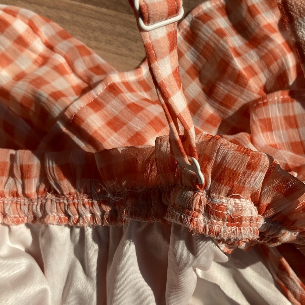 LC Lauren Conrad check print ruffle detail boho top L - Picture 16 of 17